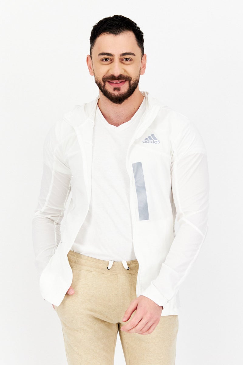 Adidas Men Sportswear Fit Long Sleeves Outdoor Jacket, White - Image 1