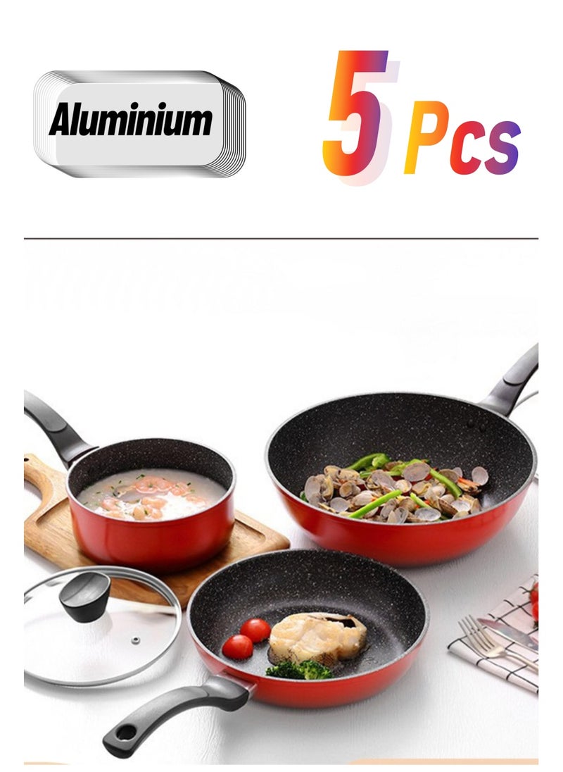 Sharpdo 5-Piece Cookware Set, Aluminum Pots And Pans Sets 18/24/30cm  - Image 1
