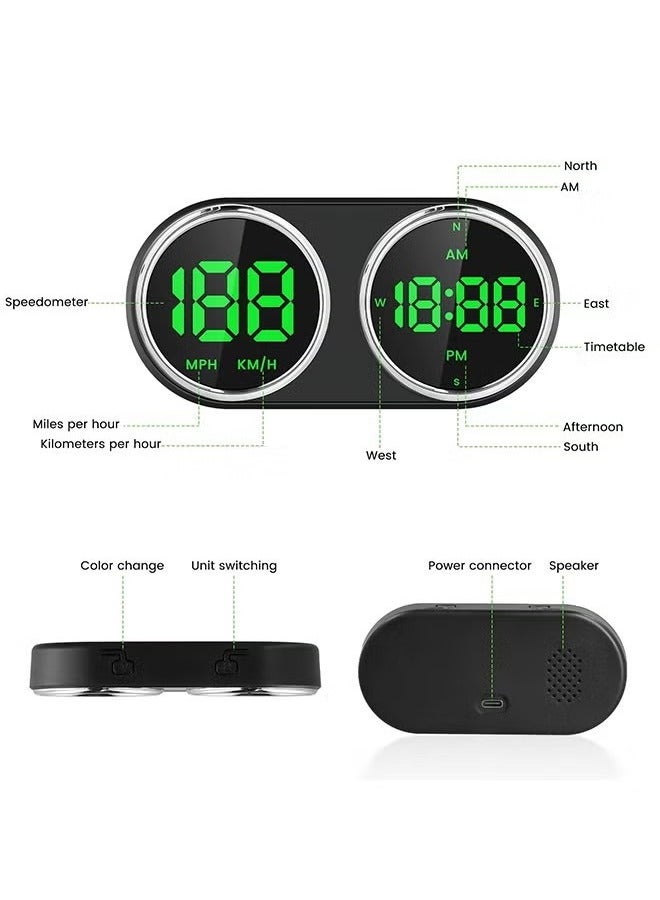 Sthxyfaith Speedometer HUD, Upgraded HD Digital Head-Up Display with MPH KM/H&Time, Compass Direction, for All Vehicles,Motorcycles,Bicycles - Plug & Play with USB Cable & Car Charger Adapter - Image 2