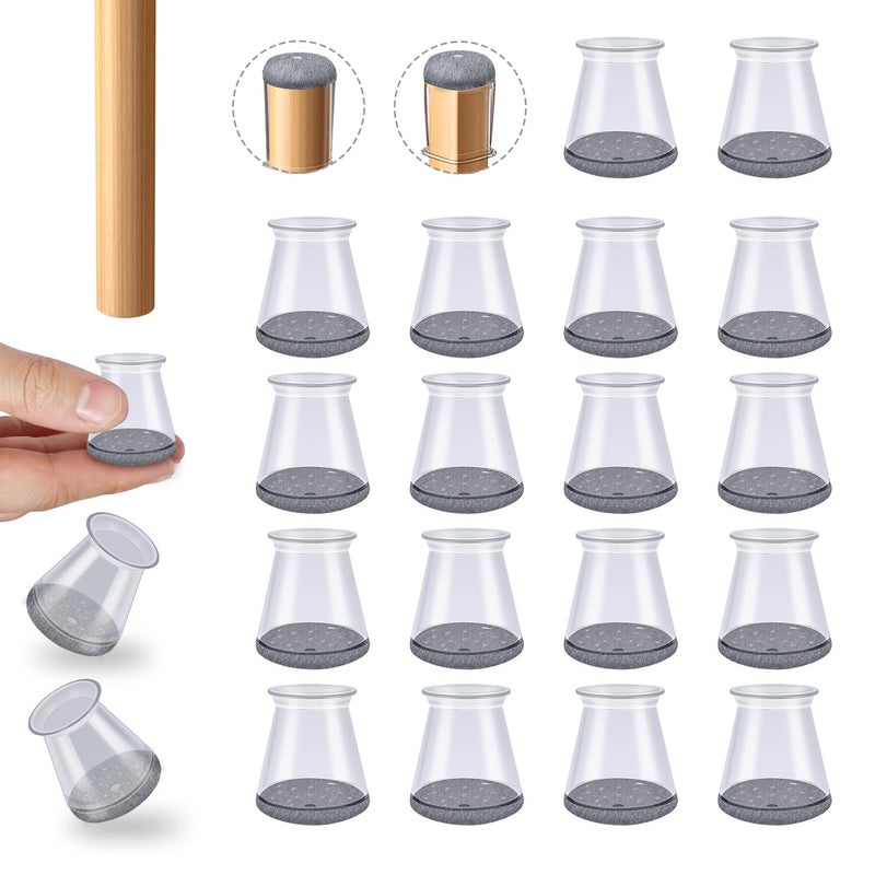 OASMU 16 Pcs Chair Leg Protectors for Hardwood Floors, Silicone Felt Furniture Leg Cover Pad for Protecting Floors from Scratches and Noise, Smooth Movingï¼ŒX-Small(Fit Round Diameterï¼š1/2" to 5/16") - Image 1