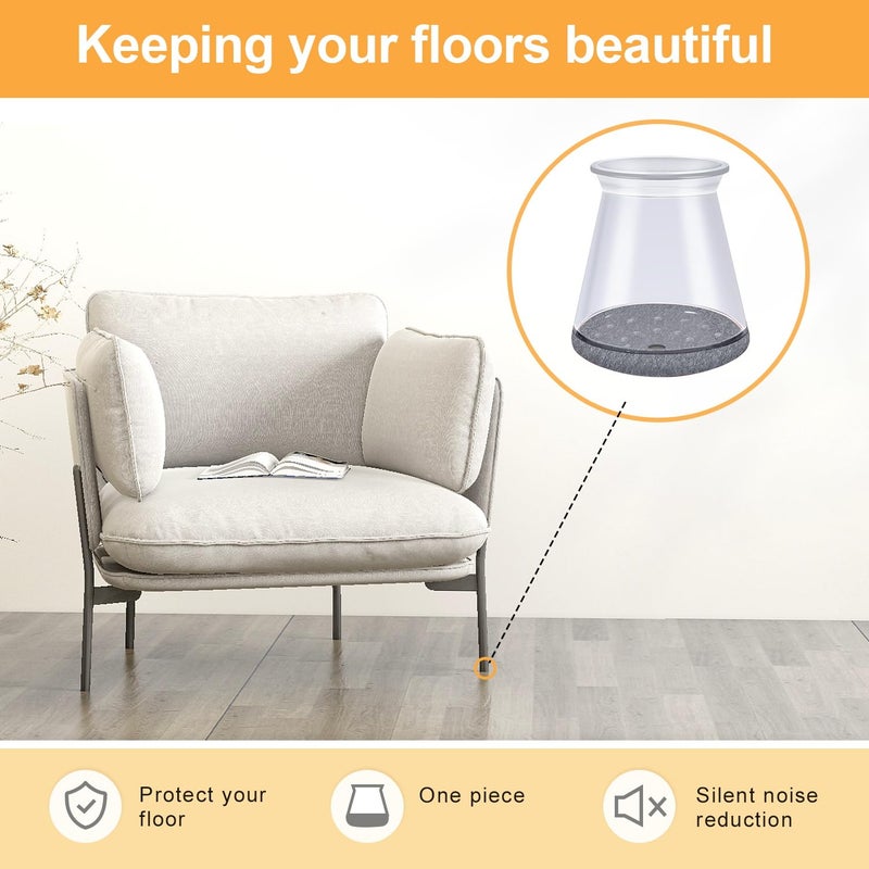 OASMU 16 Pcs Chair Leg Protectors for Hardwood Floors, Silicone Felt Furniture Leg Cover Pad for Protecting Floors from Scratches and Noise, Smooth Movingï¼ŒX-Small(Fit Round Diameterï¼š1/2" to 5/16") - Image 4