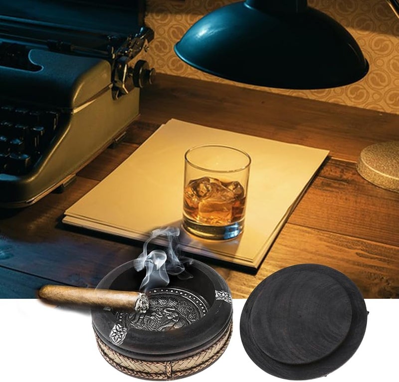 Large Handcrafted Wooden Ashtray With Lid For Restaurants And Parties - Image 3