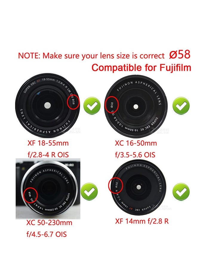 فيميلو غطاء غطاء عدسة مقاس 58 مم متوافق مع طقم عدسة EF-S 18-55 مم من كانون 90D 200DII SL3 عدسة EF-S 18-55 مم، عدسة EF 50 مم f/1.4، غطاء عدسة + مقود مانع للفقد لعدسات كانون م، نيكون، سوني، فوجي فيلم عبوة من 2 قطعة - Image 5