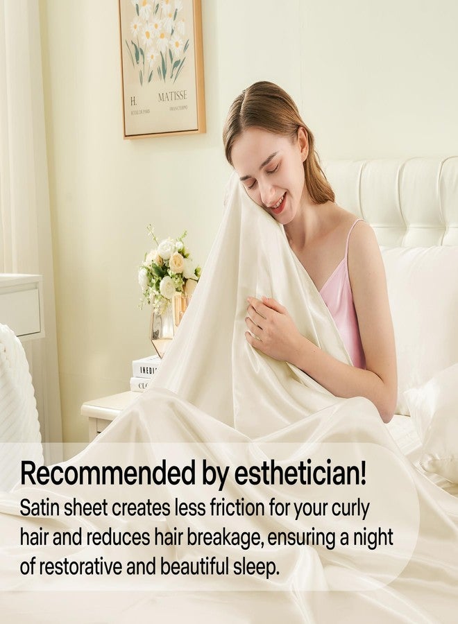 BEDELITE Satin Sheets Full Size Bed Set, Luxury Soft Beige Silky Sheet for Hair and Skin, Similar to Silk Bed Sheets Set 4 Pieces with 1 Deep Pocket Fitted Sheet, 1 Flat Sheet, and 2 Pillowcases - Image 4