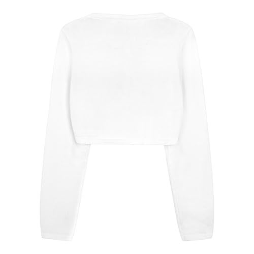 BOLEROSE Girls Long Sleeve Sparkle Cardigan Childrens Kids Bolero Shrug (White - Holographic Sparkle, 7-8 YRS) - Image 2