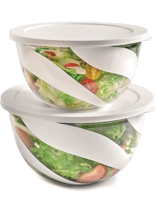 Snips Salad Bowl Set With Lids, 3L & 5L Combo Pack, Bpa-Free, Made In Italy - Image 1