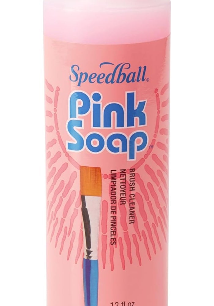 Speedball Pink Soap 12-Ounce Brush Cleaner and Conditioner - Image 1