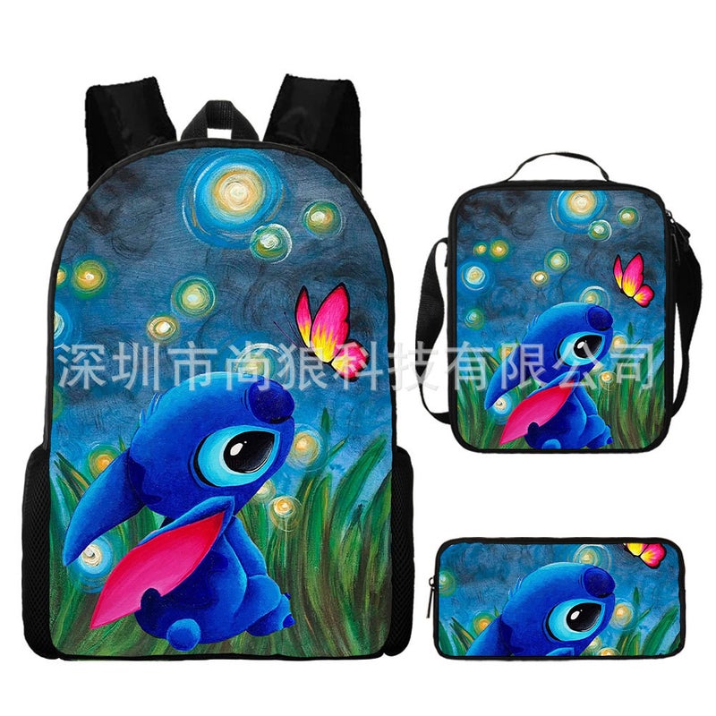 Amazon New Cartoon stitch stitch Three-Piece Set Schoolbag Backpack Backpack for Primary and Secondary School Students 5 Styles 