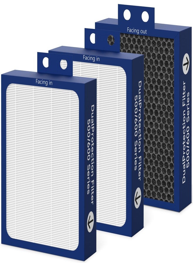 XBWW Upgraded 500/600 Replacement Filter for Blueair Classic 500/600 Air Cleaner Purifier 501 503 505 510 550E 555EB 601 603 605 650E Particle Filters, Filled with Activated Carbon Pellets, 3 Pcs 1 Set - Image 1