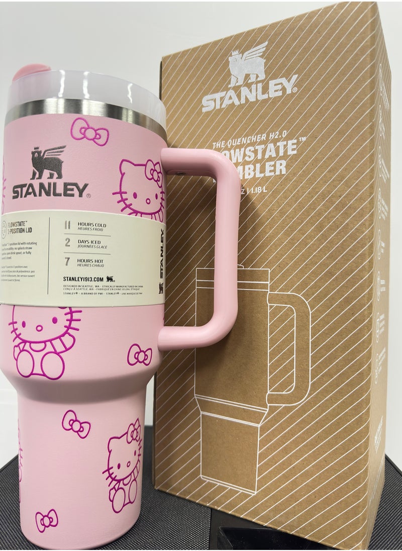 Stanley - The Stanley X Hello Kitty Quencher,Stainless Steel Vacuum Insulated Tumbler with Lid and Straw for Water, Iced Tea or Coffee, Smoothie and More 40 OZ - Image 1