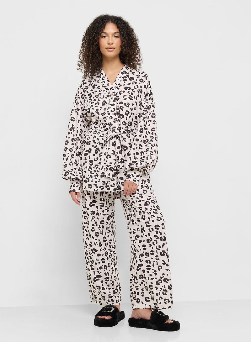 Ginger Animal Print Button Down Shirt & Pyjama Set  - Image 5