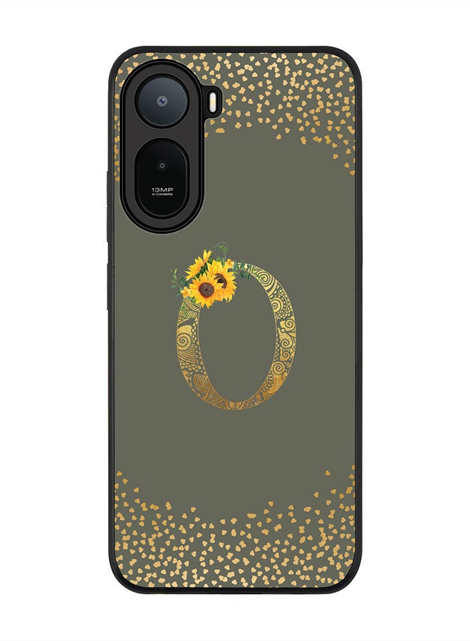 Stylizedd Rugged Case for Xiaomi Redmi A7 Pro 4G / Poco C81 / Poco C81 Pro / Poco C85x 5G- Slim Fit Hybrid Rubber Cover Sunflower Monogram - O (Olive Green)
