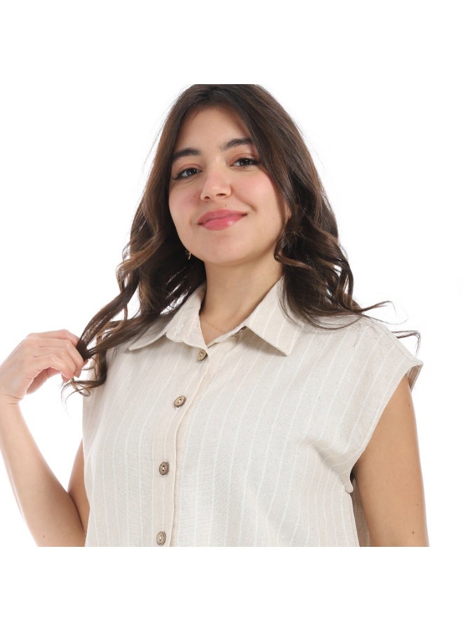 Cocktail 3633-shirt-beige-narrow strips - Image 4