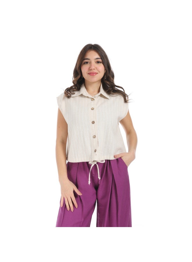 Cocktail 3633-shirt-beige-narrow strips - Image 1
