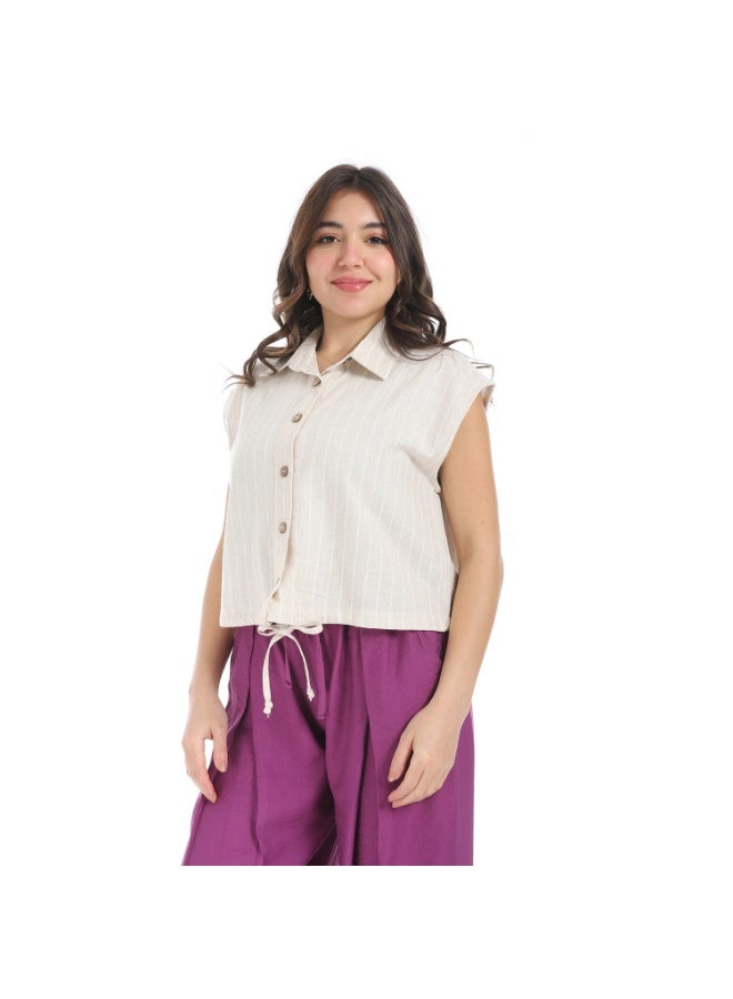Cocktail 3633-shirt-beige-narrow strips - Image 2
