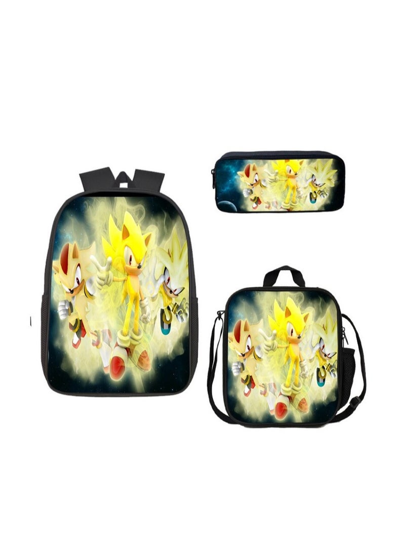 SONIC New Sonic Backpack, Pencil Case Crossbody Bag, Three-Piece Style, Boys' and Girls' Backpack, Casual Sports Travel Backpack, Student Schoolbag - Image 1