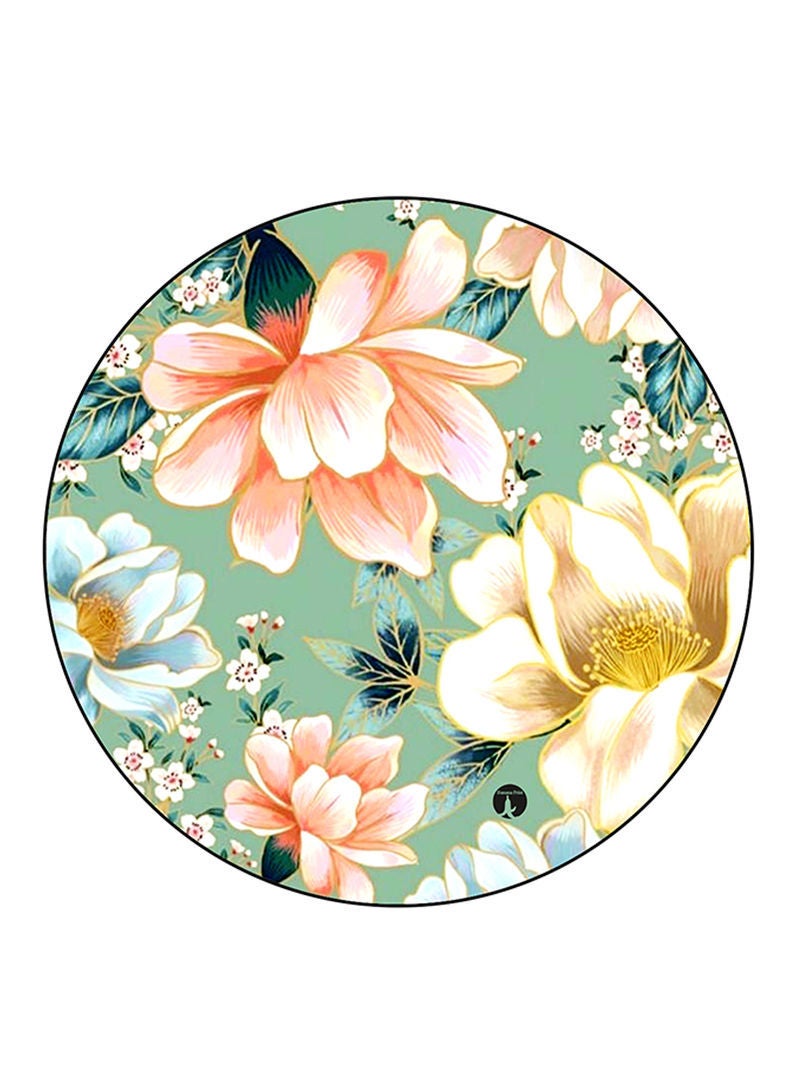 Flowers Printed Mouse Pad  Round  Multicolour