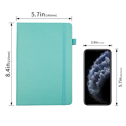 Deziliao Lined Journal Notebooks with Pen Loop, Hardcover Notebook Journal for Work, 100Gsm Premium Thick Paper with Inner Pocket, Medium 5.7"x8.4", （Cyan, Ruled） - Image 4