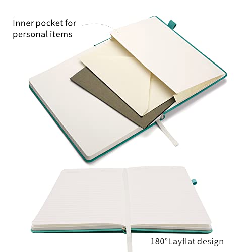 Deziliao Lined Journal Notebooks with Pen Loop, Hardcover Notebook Journal for Work, 100Gsm Premium Thick Paper with Inner Pocket, Medium 5.7"x8.4", （Cyan, Ruled） - Image 3