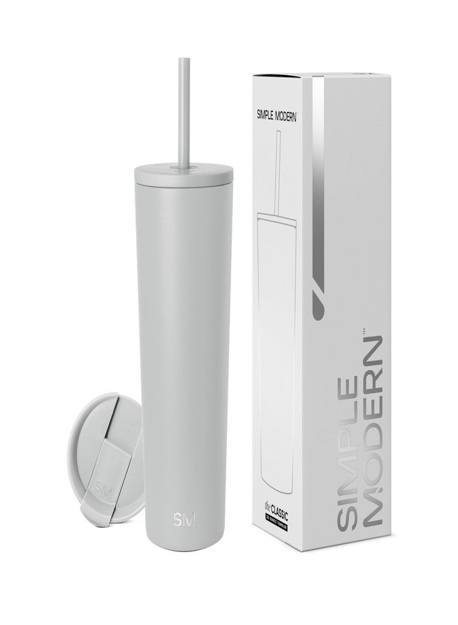 Simple Modern كوب بسيط حديث معزول بغطاء وقشة | كوب قهوة مثلجة قابل لإعادة الاستخدام زجاجة ماء من الفولاذ المقاوم للصدأ | هدايا للنساء والرجال لها وله | مجموعة كلاسيكية | 28 أونصة | رمادي ثلجي - Image 1