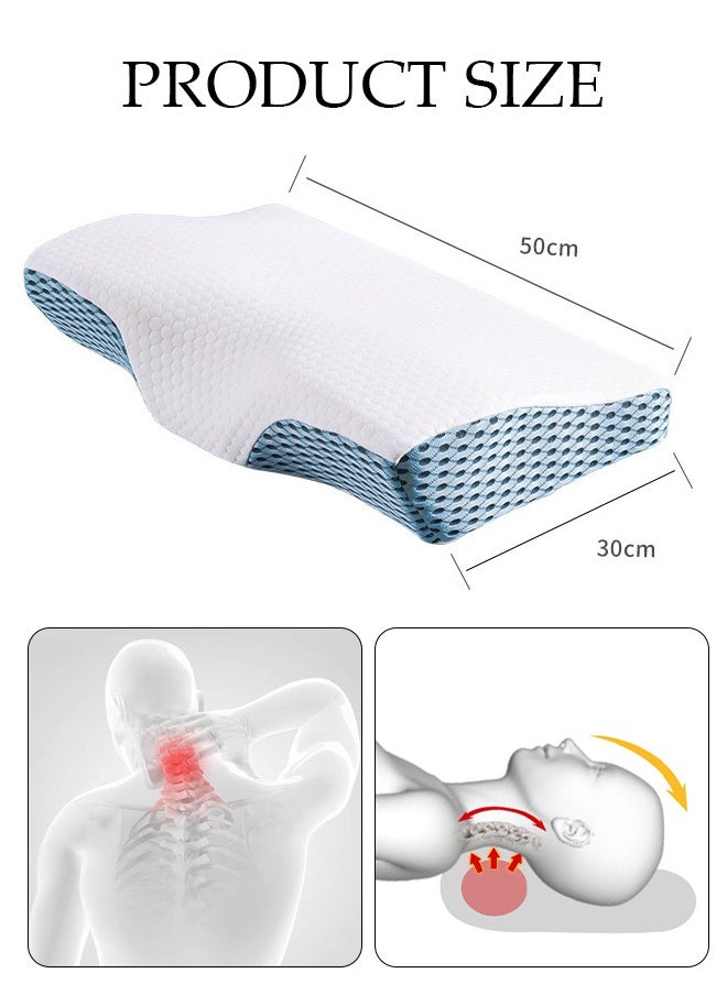 DUNISO - Super Comfort Ergonomic Pillow for Neck Head and Shoulder Pain Relief Contour Support Pillows for Bed Sleeping Orthopedic Cervical Spine Stretch Pillow for Side Back Stomach Sleeper - Image 1