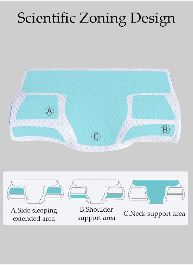 DUNISO - Super Comfort Ergonomic Pillow for Neck Head and Shoulder Pain Relief Contour Support Pillows for Bed Sleeping Orthopedic Cervical Spine Stretch Pillow for Side Back Stomach Sleeper - Image 1