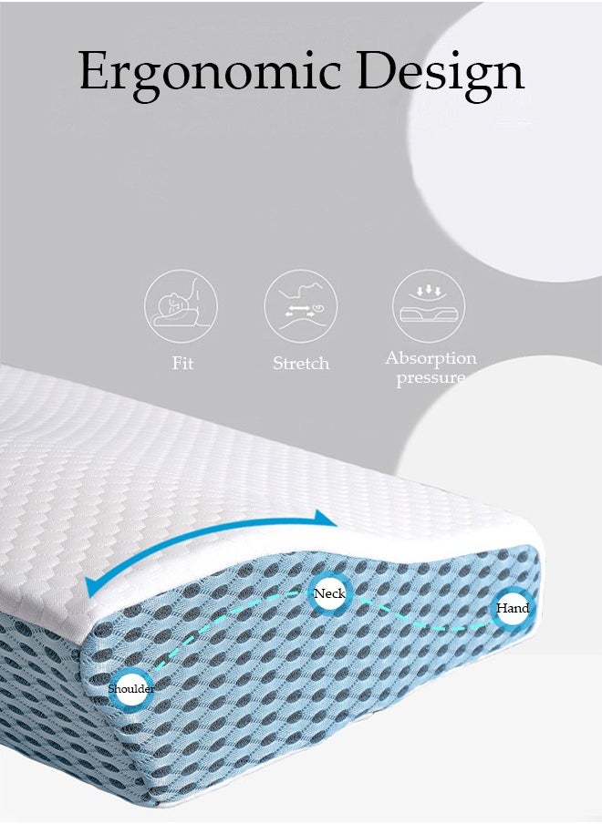 DUNISO - Super Comfort Ergonomic Pillow for Neck Head and Shoulder Pain Relief Contour Support Pillows for Bed Sleeping Orthopedic Cervical Spine Stretch Pillow for Side Back Stomach Sleeper - Image 1