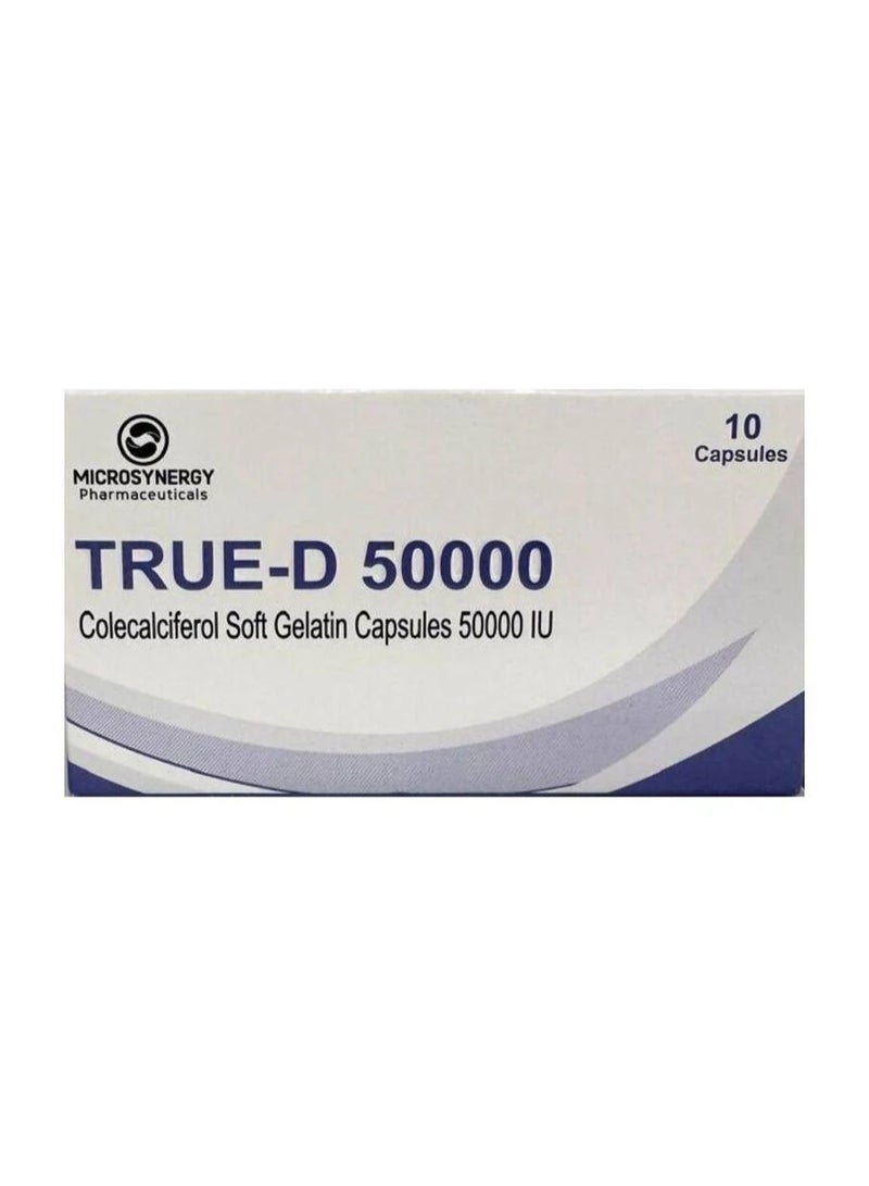 True-D 50,000 IU High-Potency Vitamin D3 Therapeutic Weekly Deficit Correction - 10 Capsules