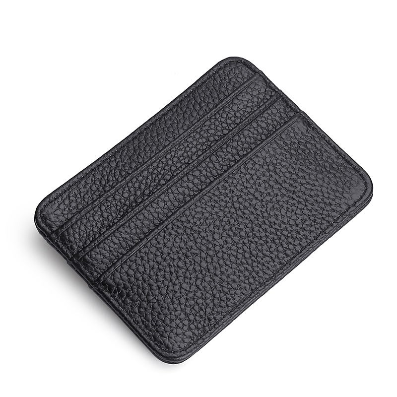 Genuine Leather Card Bag for Men and Women Cross-border Top-layer Cowhide Anti-degaussing Small and Exquisite Card Case ID Card Book Card Bag Black
