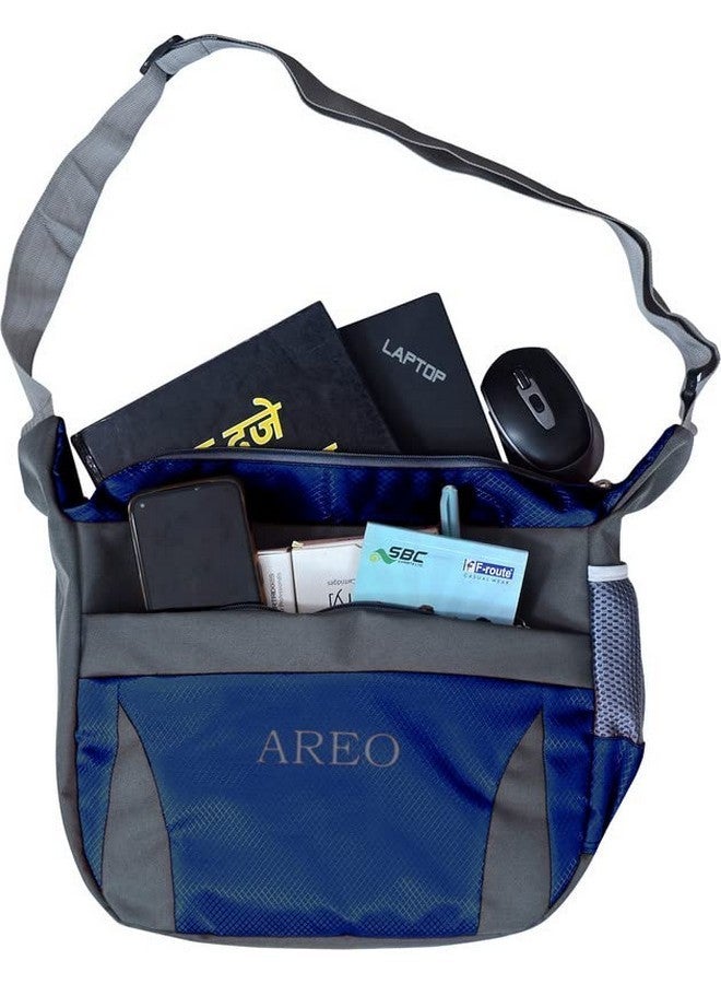 AREO Sling Cross Body Travel Office Business Messenger Shoulder Bag for Men & Women, Sturdy messanger for collage, messanger bag made of Polyester Dark Blue - Image 4
