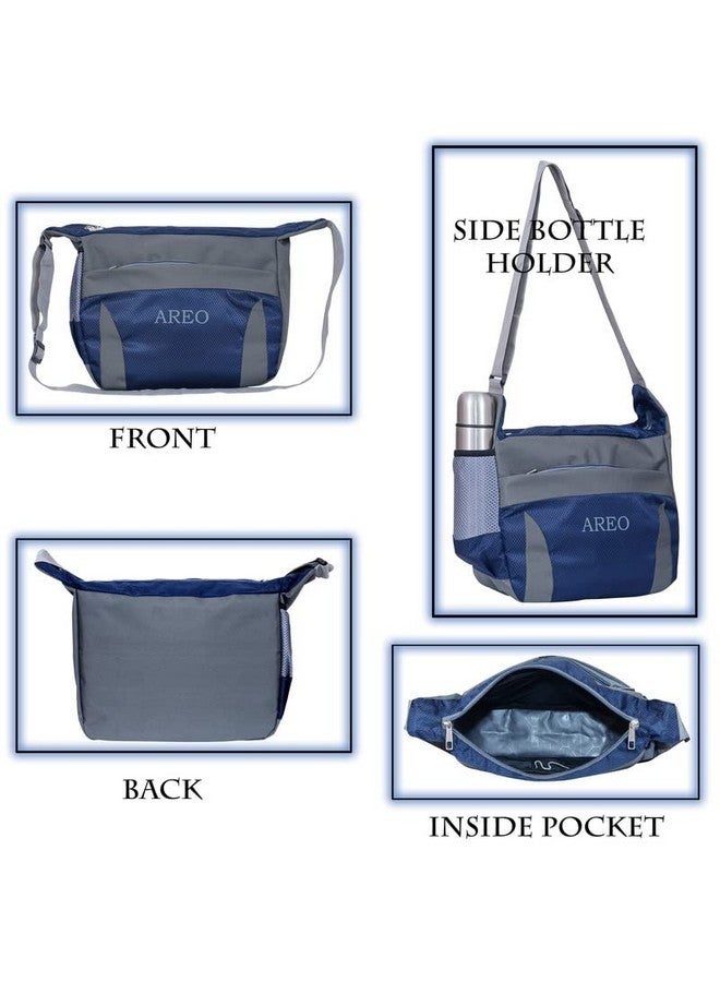 AREO Sling Cross Body Travel Office Business Messenger Shoulder Bag for Men & Women, Sturdy messanger for collage, messanger bag made of Polyester Dark Blue - Image 2