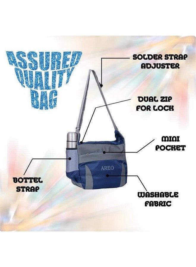 AREO Sling Cross Body Travel Office Business Messenger Shoulder Bag for Men & Women, Sturdy messanger for collage, messanger bag made of Polyester Dark Blue - Image 3