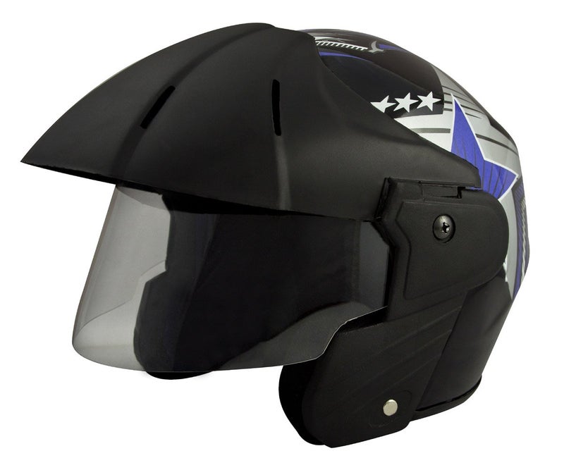 Sage Square Deltz Power ISI Certified ABS Shell Open Face Scooty Helmet (Extra Large - XL, Black Glossy Blue Sticker) - Image 3