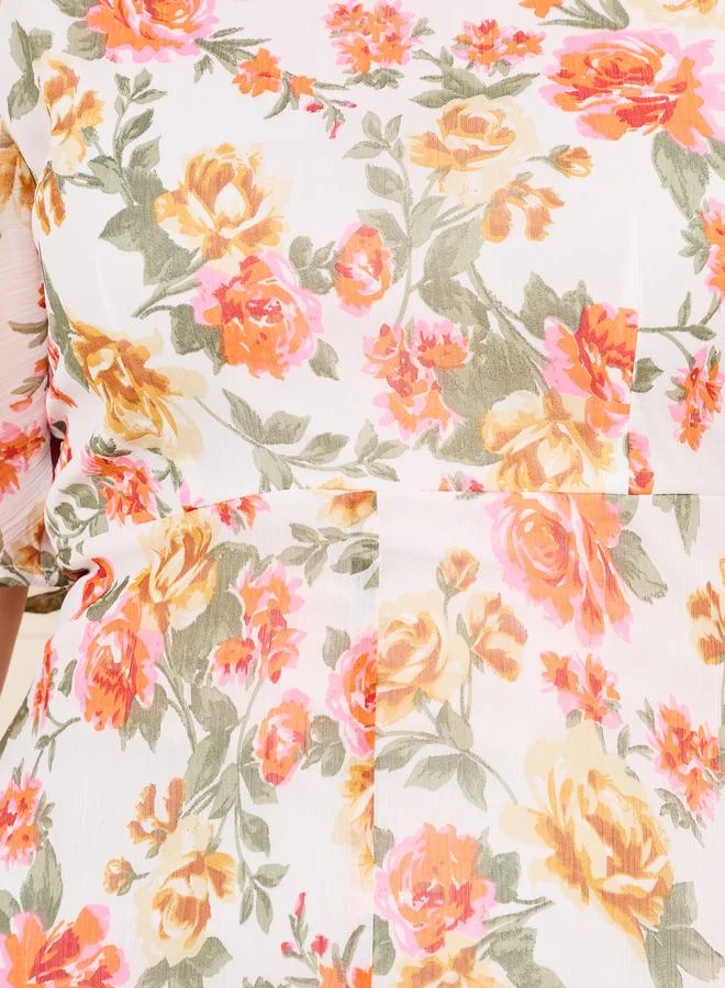ستايلي Plus Floral Print High Neck A-Line Maxi Dress