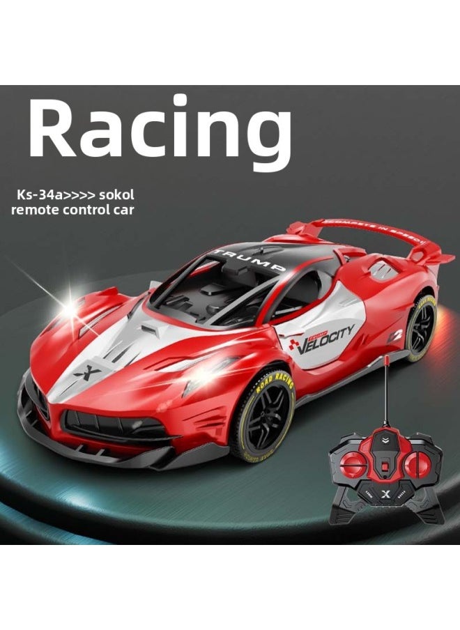 Generic RC Four-way Wireless Remote Control Racing Car Front And Rear Dual Lights Open Door Charging Sports Car Model 6-12 Years Old Children's Toys-Color:[extended Version, Front And Rear Double Car Lights Emit Light + Double Doors] Red Ferrari Remote Control Racing Car - Mail Order Box-Scale:Three-power Version (lithium Battery * 3 + Charging Cable + Screwdriver + Remote Control Battery)  - Image 1