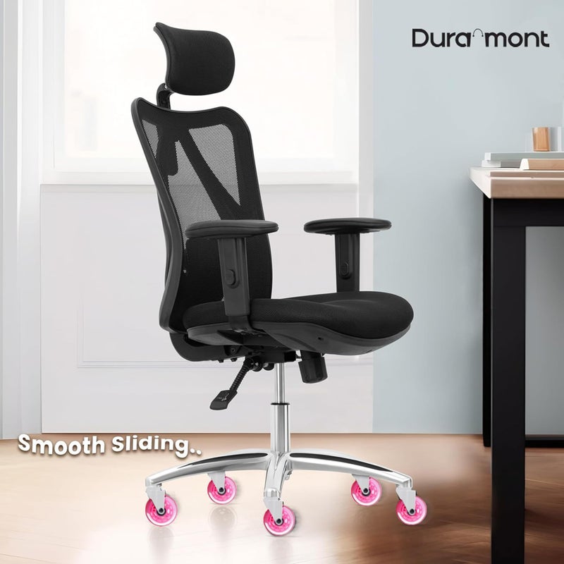 Duramont Office Chair Wheels - Set of 5 Rollerblade-Style Casters, Smooth & Quiet Rolling, Protects Hardwood Floors & Carpets, Universal Fit, Durable and Long-Lasting - Pink - Image 5