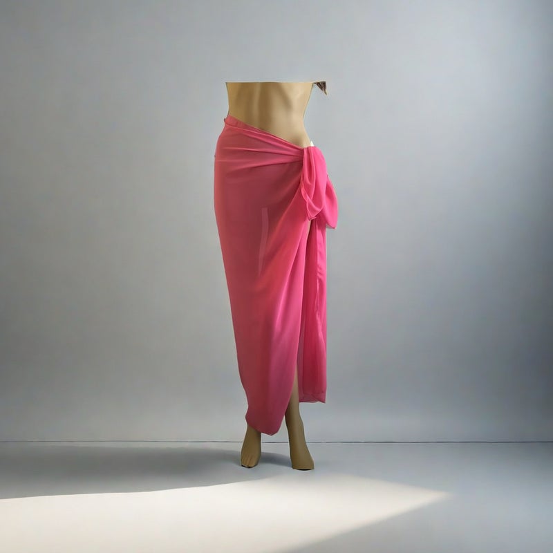 Solid Color Beach Blouse Skirt Chiffon Beach Wrap Skirt Bikini Swimsuit Skirt - Image 1