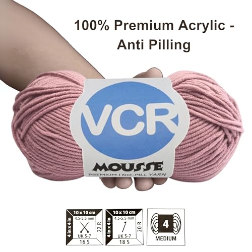 VCR 4ply Bubble Gum Pink Yarn, 100 Grams Hank, 190 Meters Length, Acrylic Ball for Crochet and Knitting, Soft Crosia Threads, Pack of 1 Yarn, Suitable for DIY Crafts - Image 3
