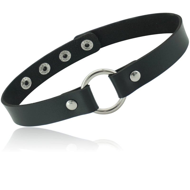 ETHOON قلادة تشوكر جلدية قابلة للتعديل من إيثون، ناعمة من PU، قلادة بونك للنساء، سوداء - Image 1