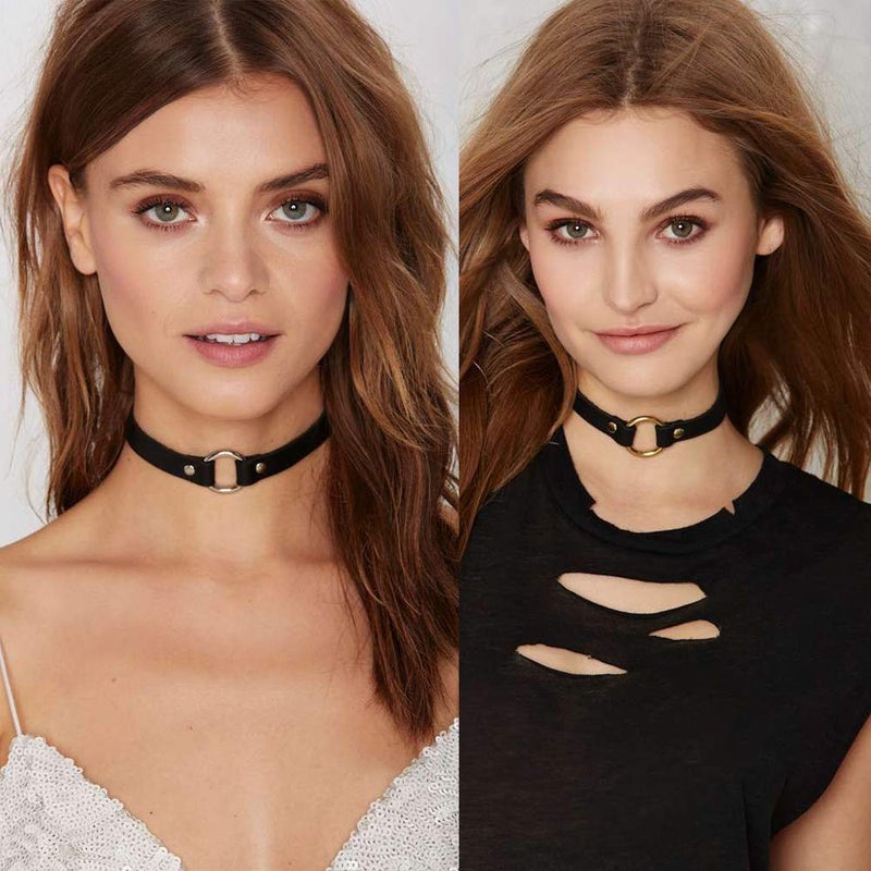 ETHOON قلادة تشوكر جلدية قابلة للتعديل من إيثون، ناعمة من PU، قلادة بونك للنساء، سوداء - Image 2