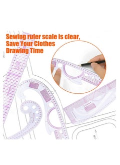 Generic 7Piece French Curve Ruler Set for Sewing Pattern Making Metric Plastic Tailor Grading Ruler Arm Sleeve omma Yardstick Cutting Iron Handle Wheel DIY Dressmaking Design Accessories  - Image 2