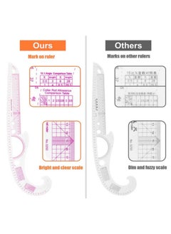 Generic 7Piece French Curve Ruler Set for Sewing Pattern Making Metric Plastic Tailor Grading Ruler Arm Sleeve omma Yardstick Cutting Iron Handle Wheel DIY Dressmaking Design Accessories  - Image 3