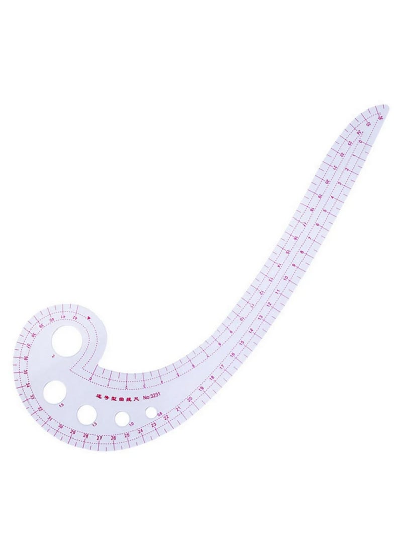Generic 7Piece French Curve Ruler Set for Sewing Pattern Making Metric Plastic Tailor Grading Ruler Arm Sleeve omma Yardstick Cutting Iron Handle Wheel DIY Dressmaking Design Accessories  - Image 5