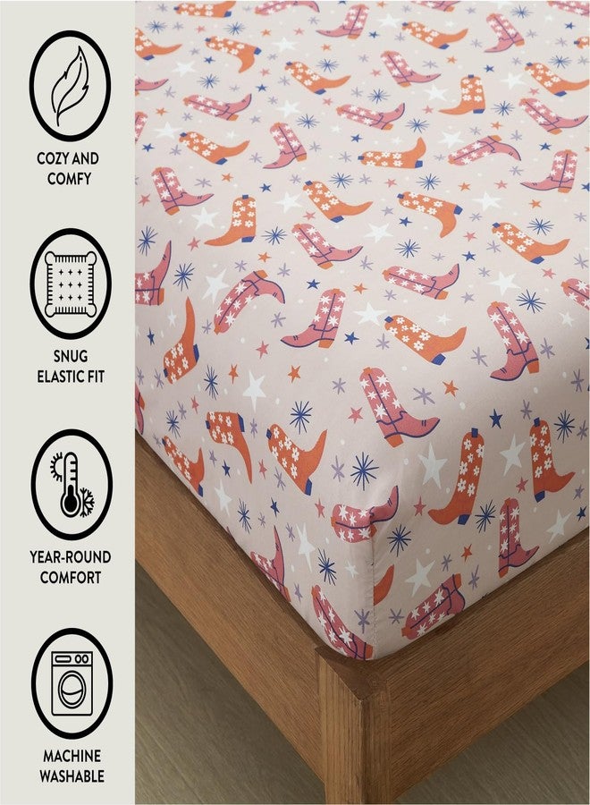 Urban Lifestyle 4 Piece Sheet Set, Including Top Sheet, Fitted Sheet and 2 Pillow Cases, Western Cowboy Boot, Full - Image 3