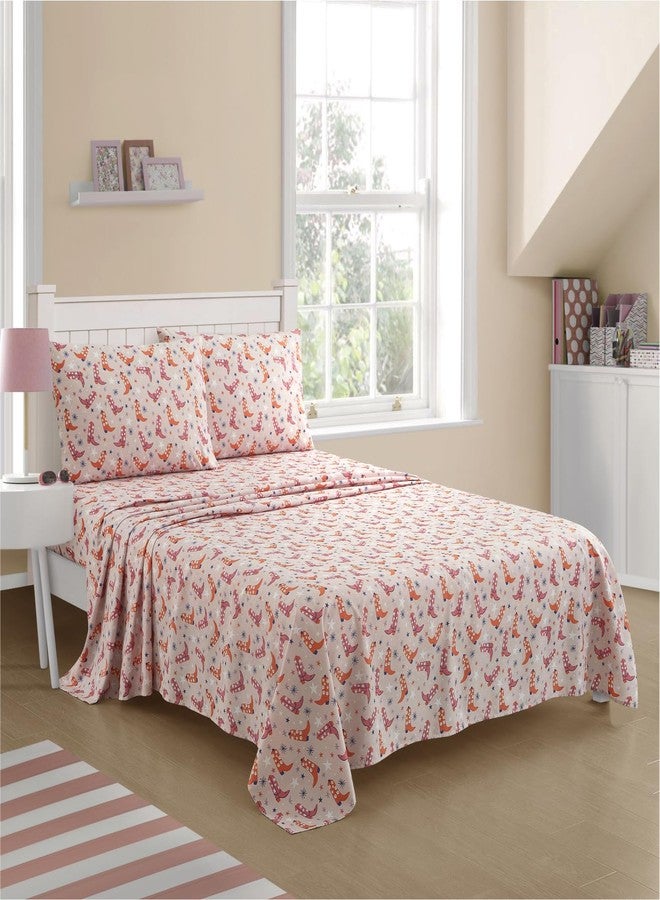 Urban Lifestyle 4 Piece Sheet Set, Including Top Sheet, Fitted Sheet and 2 Pillow Cases, Western Cowboy Boot, Full - Image 5