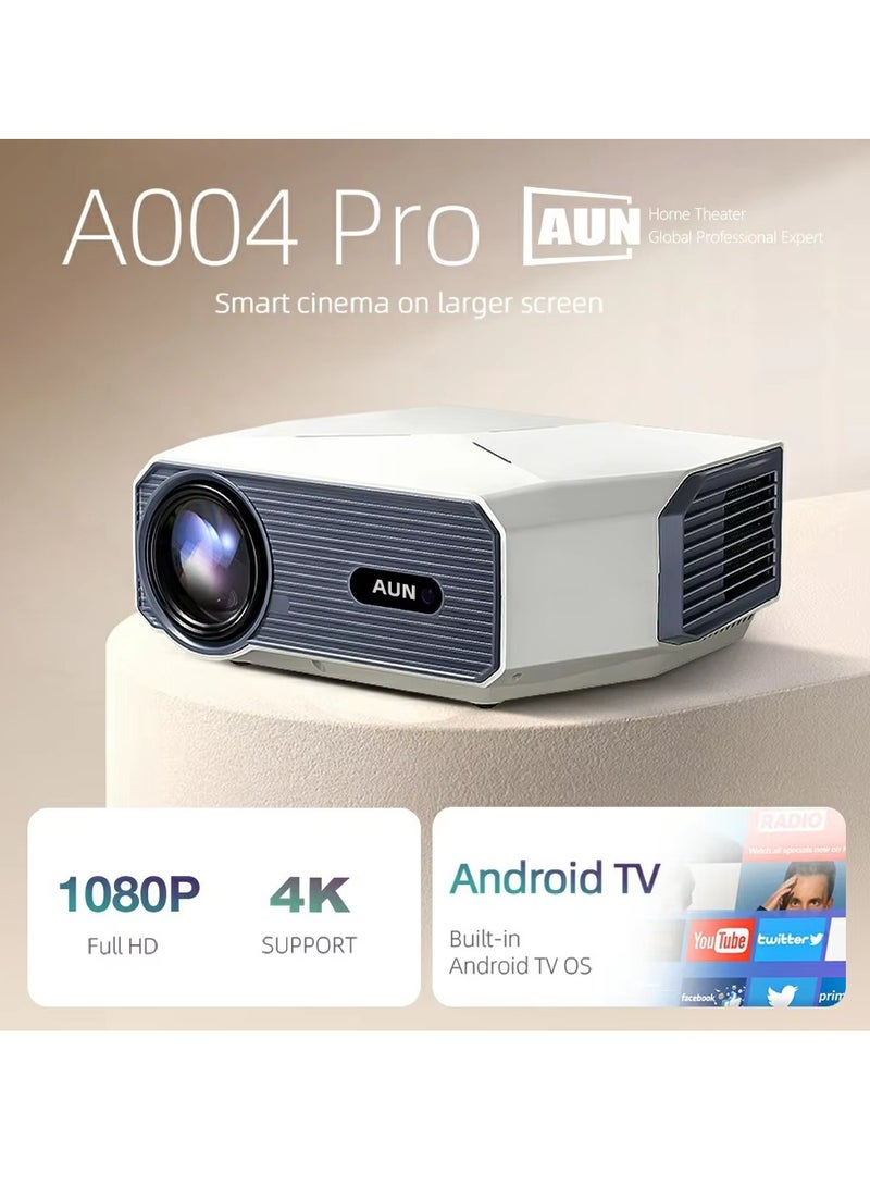 أون جهاز عرض AUN A004 Pro Android محمول بدقة 4K جهاز عرض فيديو سينما منزلية عالي الدقة 1080 بكسل بتركيز كهربائي - Image 1