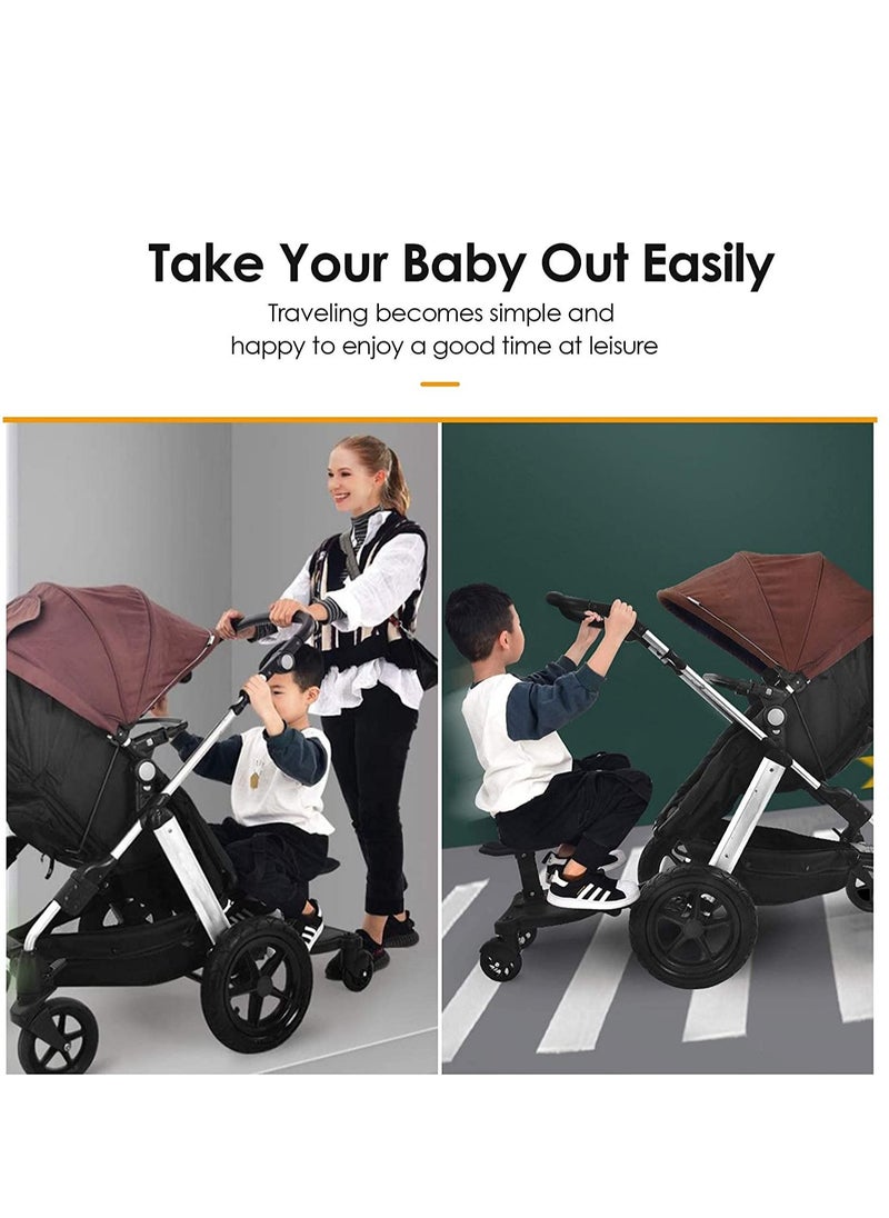 WALALLA - Portable Multifunctional Two Wheel Design Universal Stroller Buggy Standing Board with Seat - Image 1