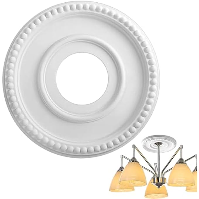 MEDALLION FOR LIGHT FIXTURE | CEILING FAN LIGHT BASE DECORATION - PU BOARD BASE EUROPEAN STYLE DECORATION LIGHTING FOR CANOPY MOLDING TRIM WOOD WALL HOME BEDROOM LIVING ROOM - Image 1