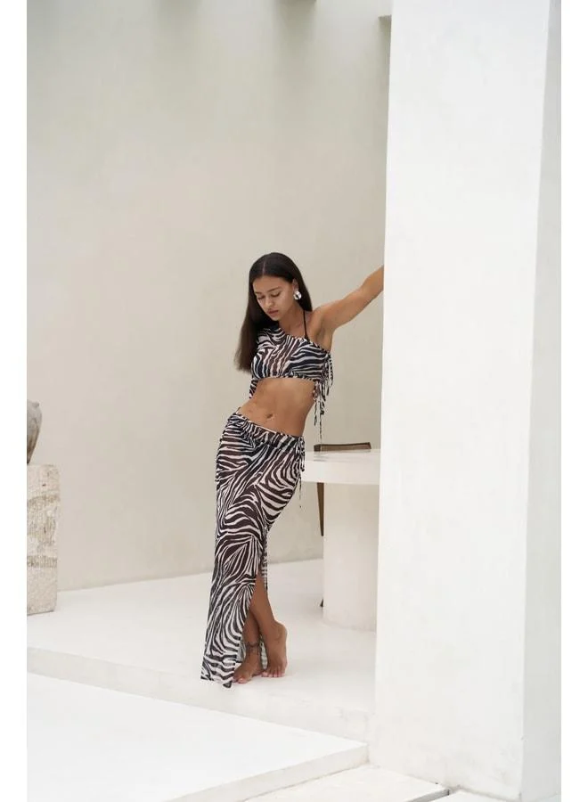 Efthimos One-Shoulder Black Crop Skirt Set