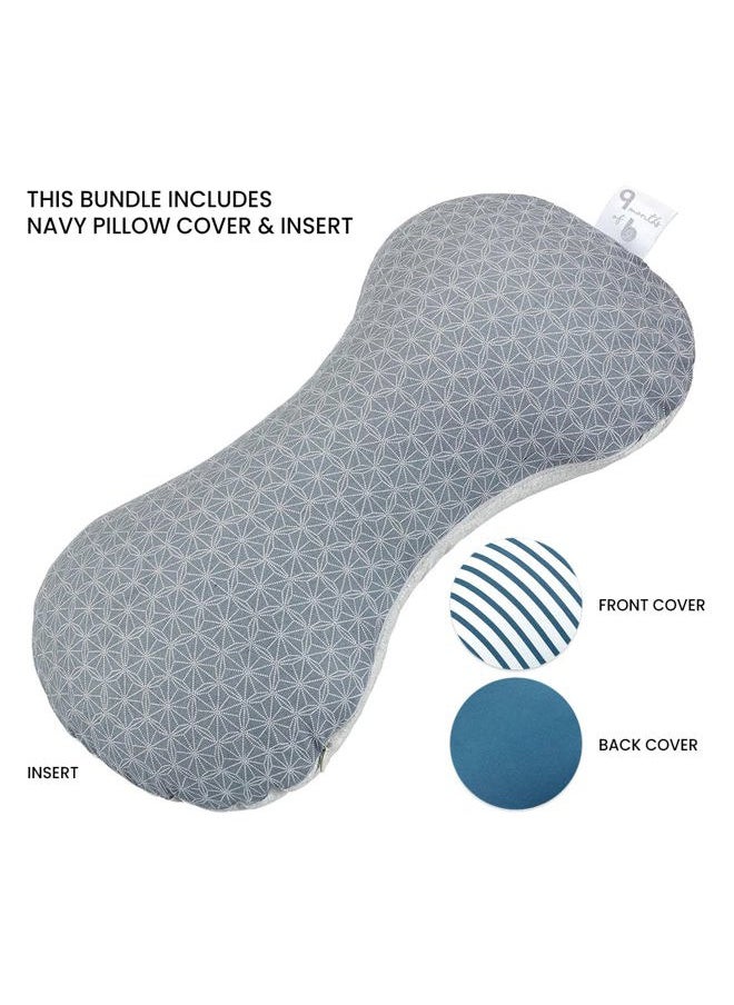 babymoov Mom & Baby Pillow Bundle - Maternity & Nursing Pillow + Cushion Cover (Navy)  - Image 2